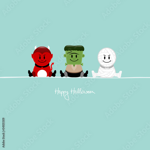 Halloween Devil, Frankenstein´s Monster & Mummy Retro