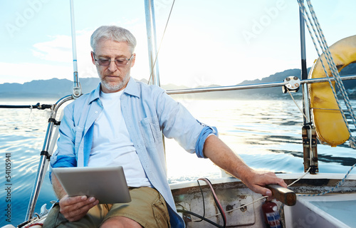 tablet computer on boat