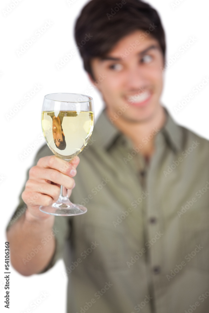 Man with white wine glass