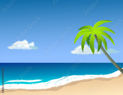 Palm trees on the island. Vector image. © nikolya