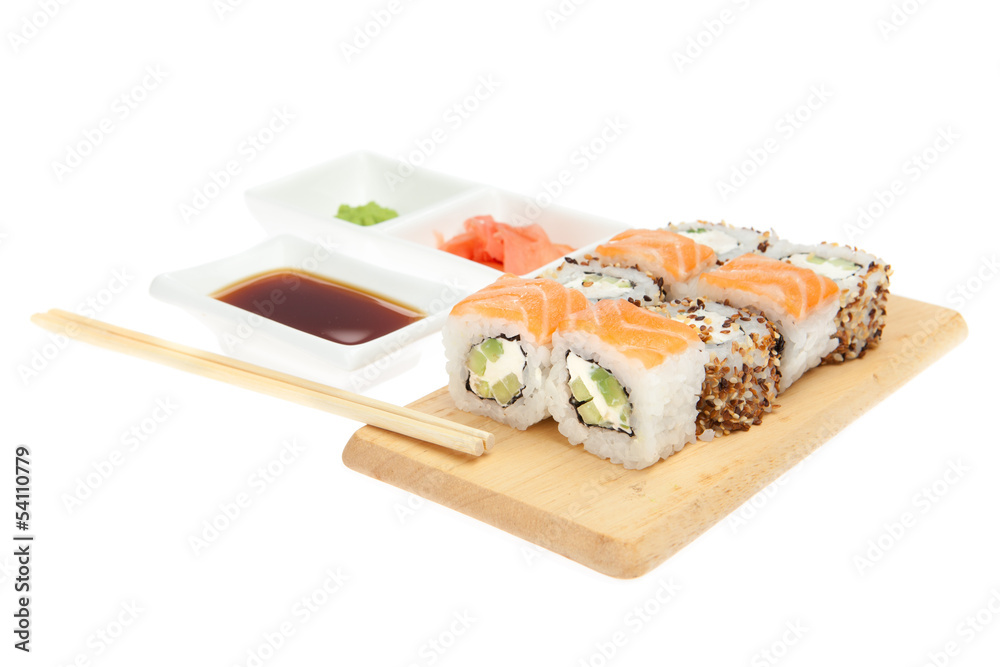 Set of japanese sushi over white Set of japanese sushi over white