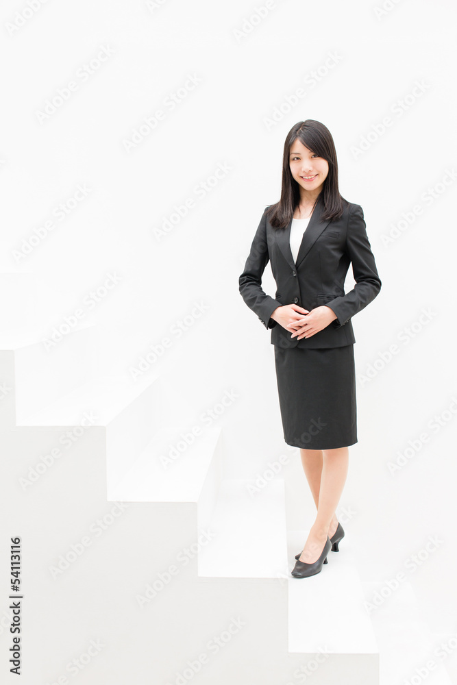 asian businesswoman on stair asian businesswoman on stair