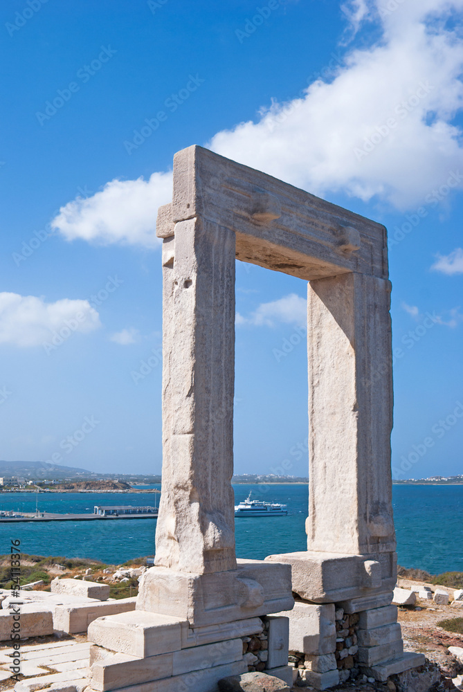 Ancient gate of Apollon temple at the island of Naxos in Greece