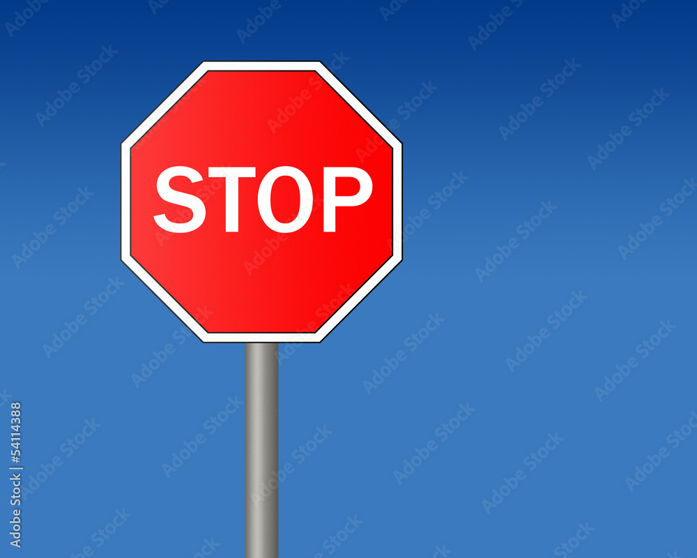 Stop sign over blue gradient background. Stop sign over blue gradient background.
