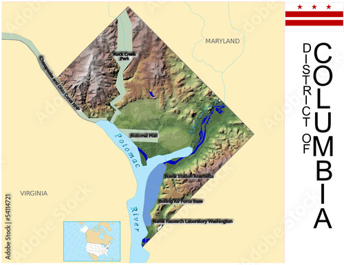Columbia DC USA counties name location map background