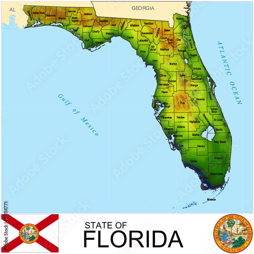 Florida USA counties name location map background