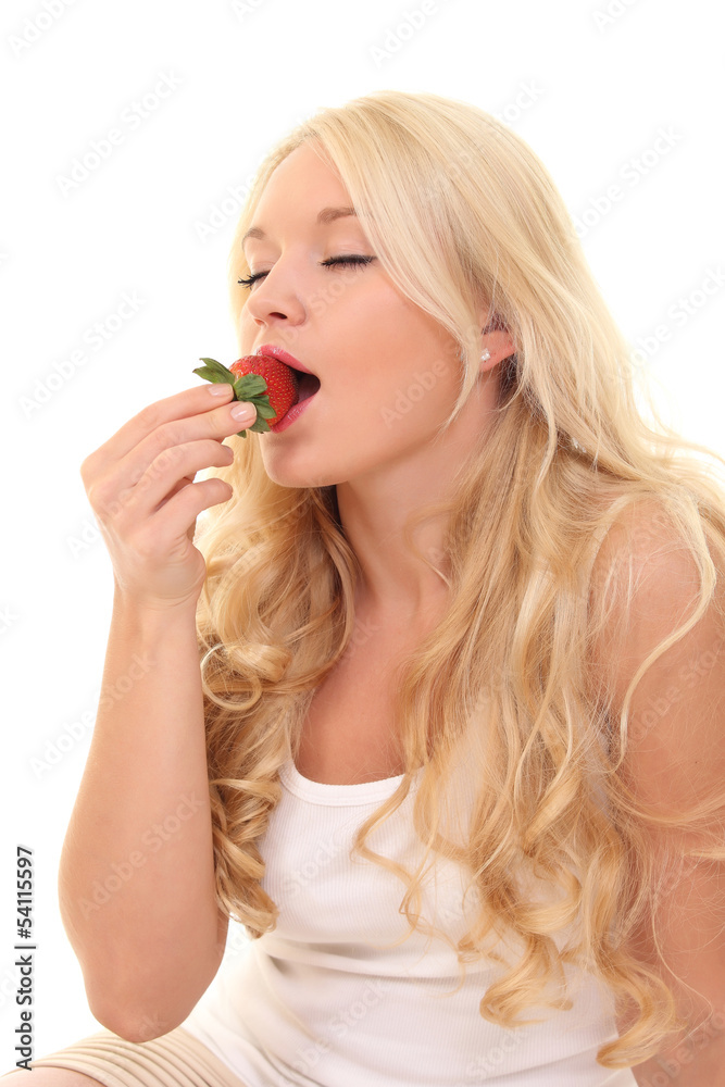 portrait of sexy woman holding strawberry portrait of sexy woman holding strawberry
