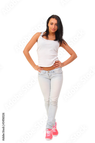 sexy girl in jeans and a white T-shirt © zhagunov_a