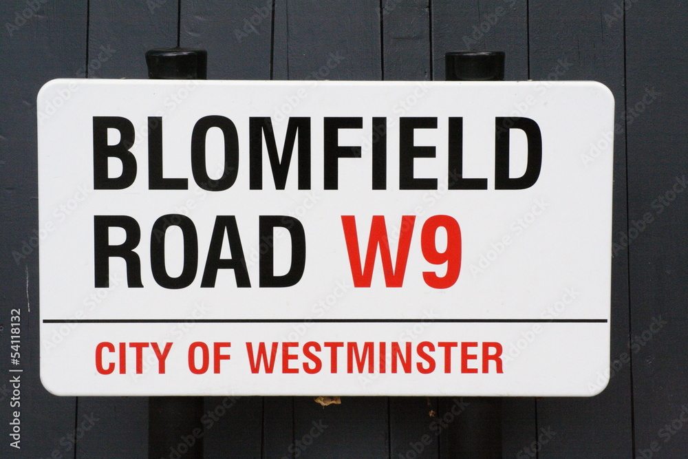 Blomfield Road W9 street sign in London