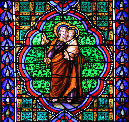 Colourful seamless stained glass in Chusclan, France