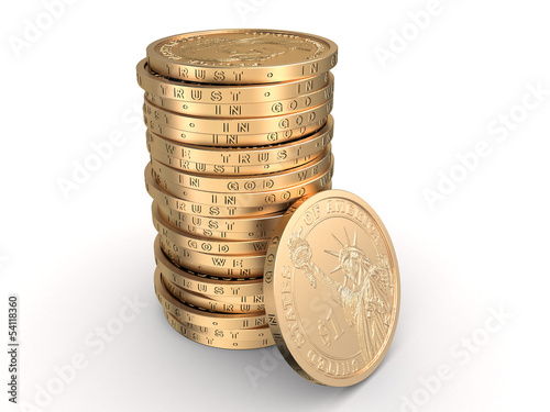 Singl stack of coins with coin reverse