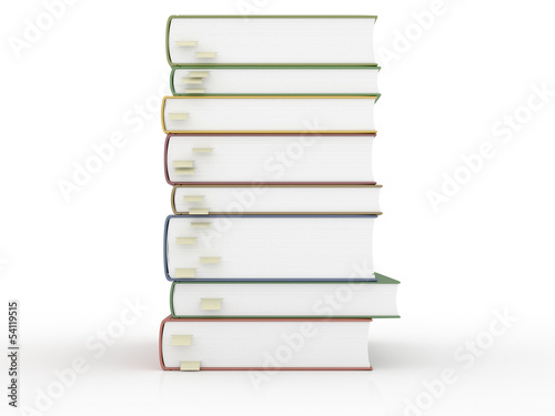 Stacks of books with bookmarks