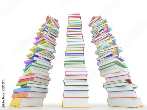 Three stack of books on white