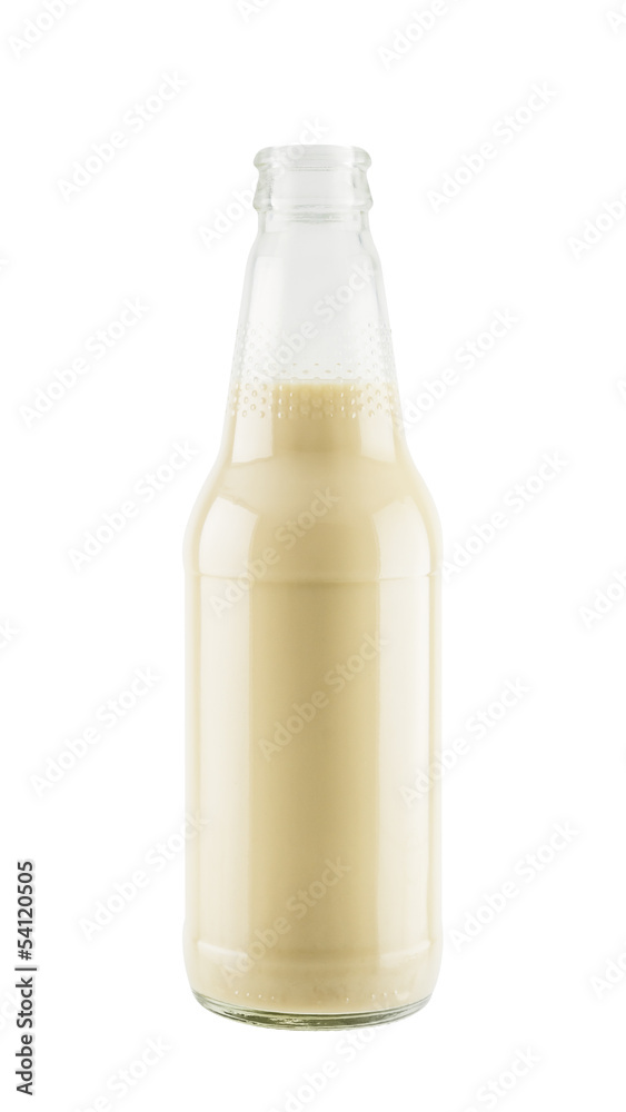 Soy milk in glass bottle isolated on white background Soy milk in glass bottle isolated on white background
