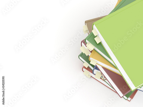 Books with bookmarks isolated