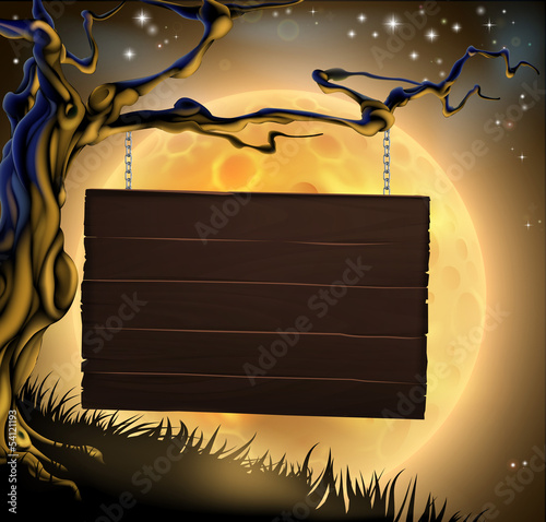 Halloween Tree Sign Background