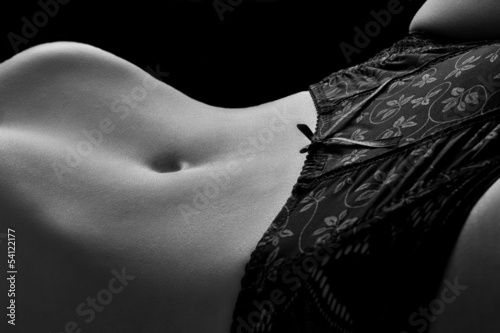 Closeup of woman abdomen and underwear artistic conversion