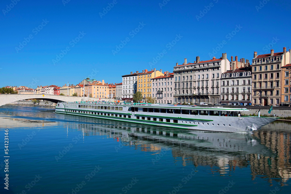 view of Lyon city and Saone River