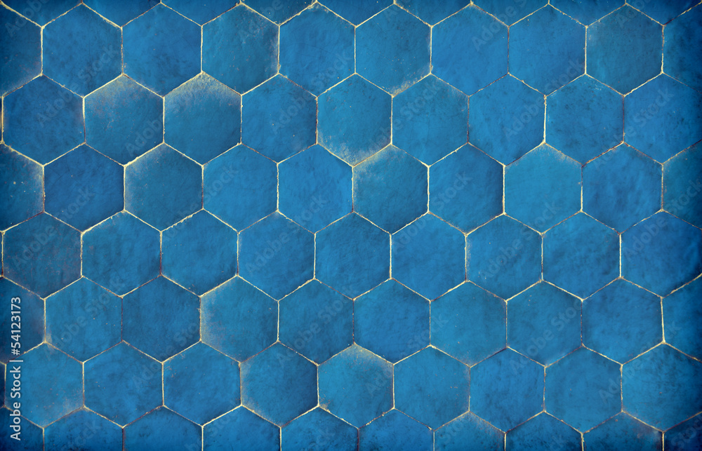Obraz premium Dark Blue Hexagonal Blue Tiles