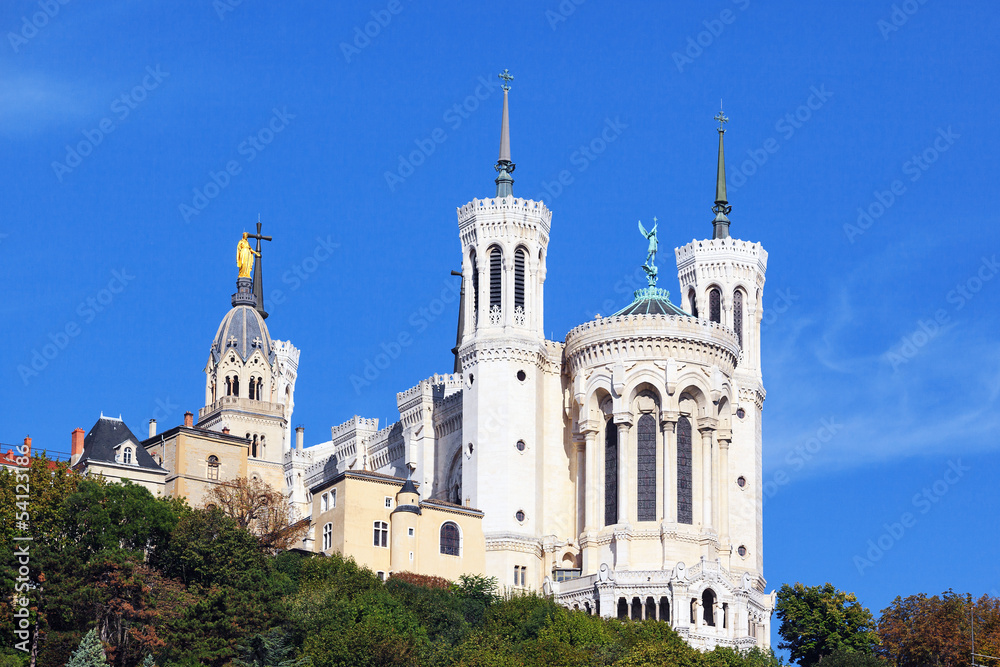 Basilica of Notre-Dame de Fourviere in Lyon Basilica of Notre-Dame de Fourviere in Lyon