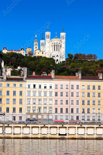 Famous view of Lyon over the Saone river