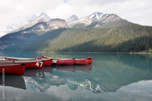 Canoes on beautiful turquoise lake (Canada)