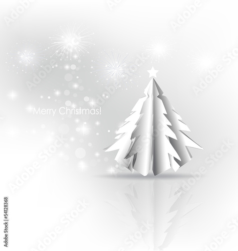 Christmas background with Christmas tree  vector illustration.