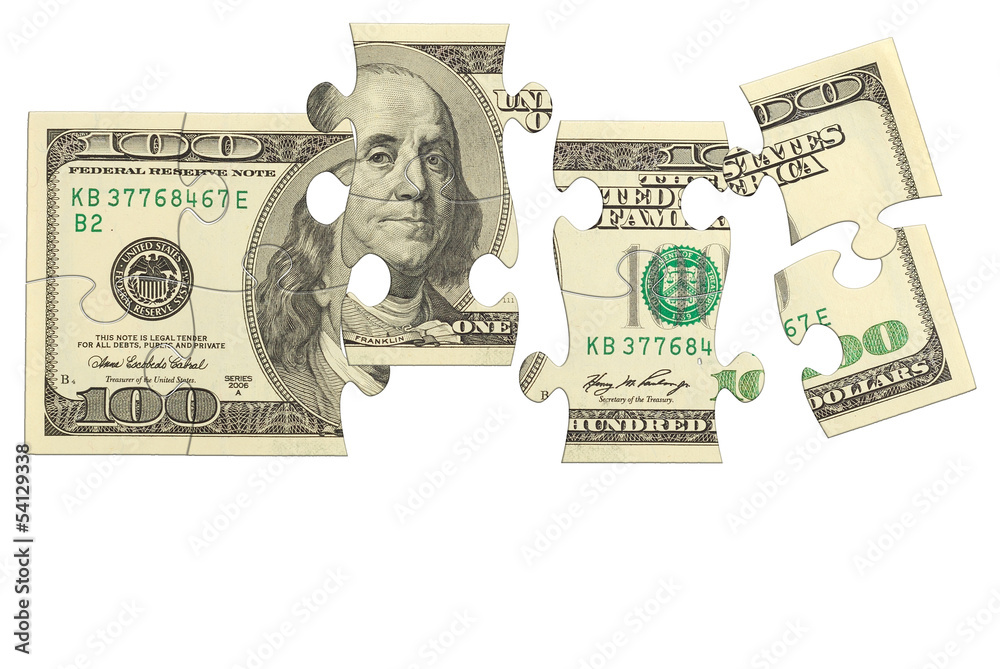 Dollar bank note money puzzle