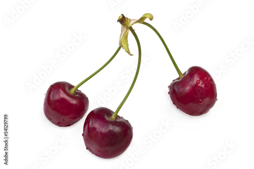 Bunch of cherries isolated on white