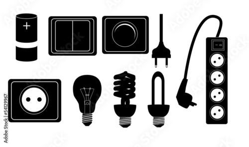 Electric accessories silhouette icons vector illustraton