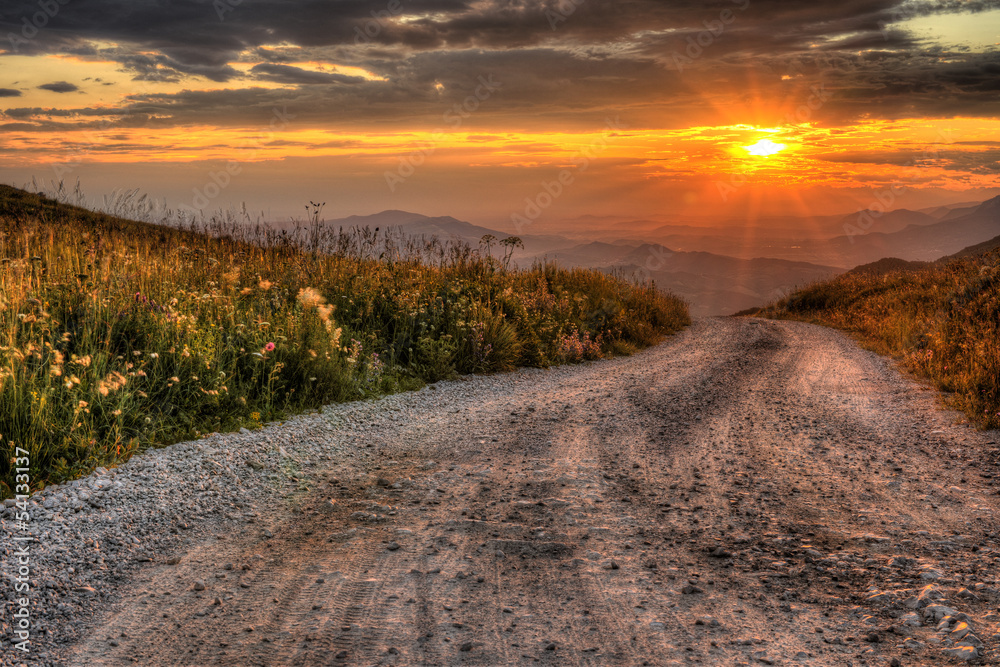 Sunrise in rocky mountains