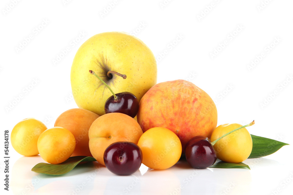 Bright summer fruits isolated on white