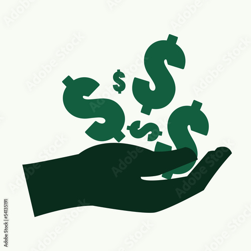 Hand and dollar symbol with Money concept