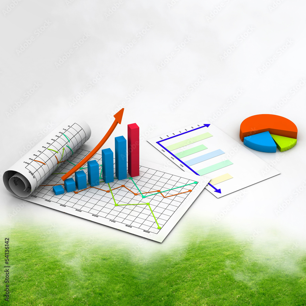 Business graph with chart in abstract background Business graph with chart in abstract background