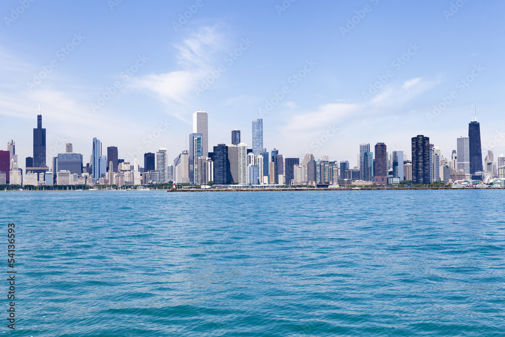 Chicago Skyline With Blue Clear Sky Chicago Skyline With Blue Clear Sky