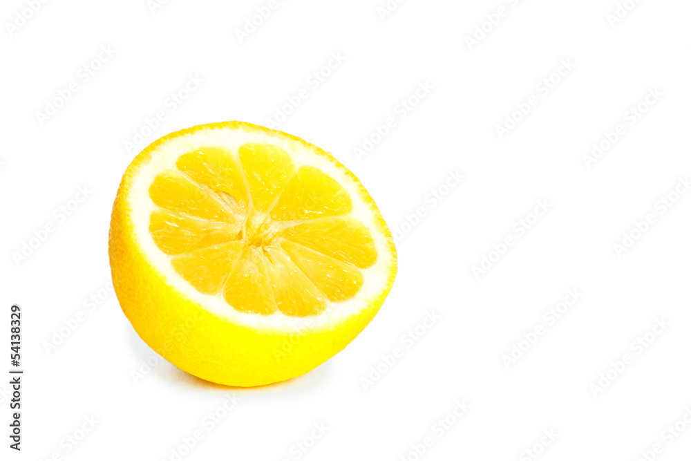 Sliced lemon on a white background