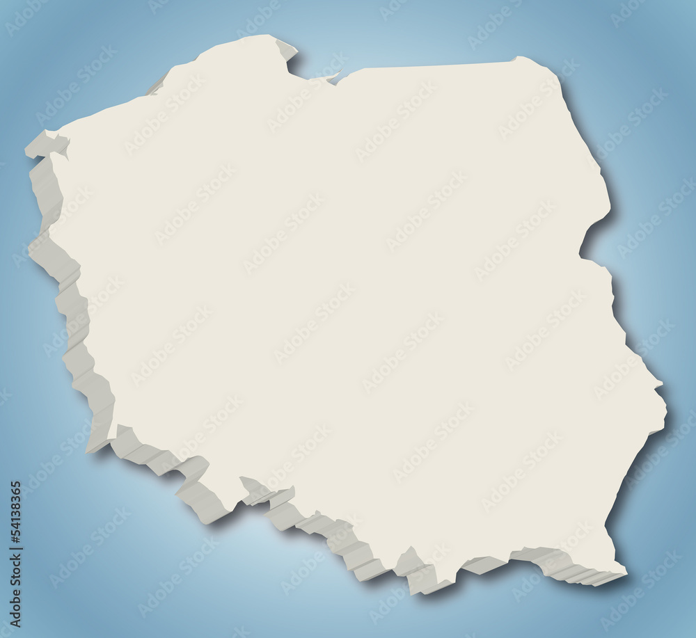 3D vector map of Poland.