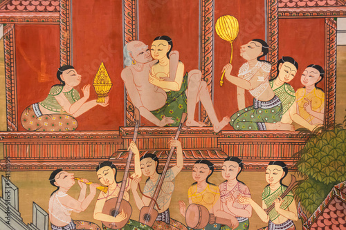 An ancient art of Thai harem in medieval times of Siam photo
