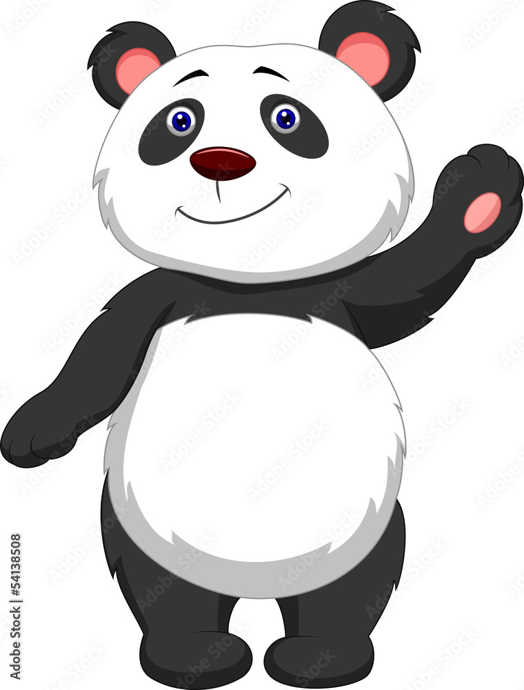Fototapeta premium Cute panda cartoon waving