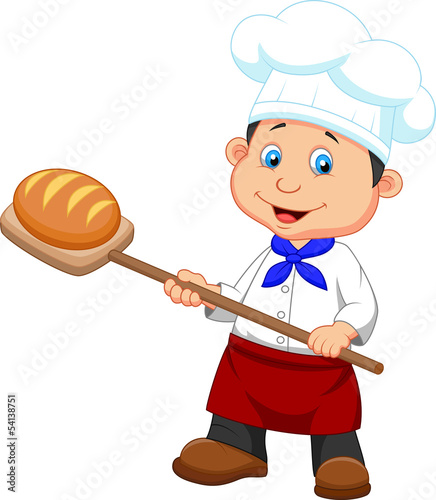 Illustration of a baker with bread