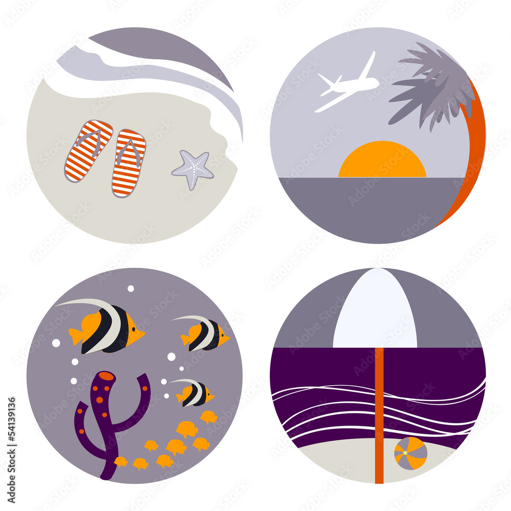 grey icons for beach