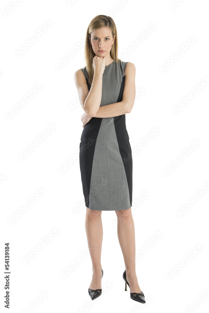 Confident Businesswoman With Hand On Chin Confident Businesswoman With Hand On Chin