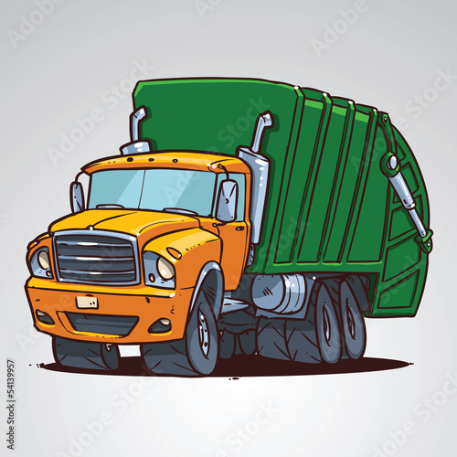 cartoon trash truck isolated