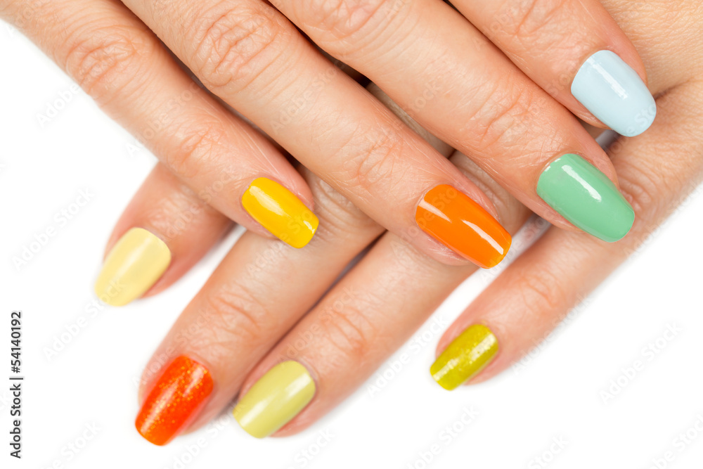 female hands with nail polish color female hands with nail polish color