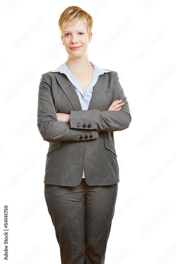 Geschäftsfrau verschränkt ihre Arme Stock Photo | Adobe Stock