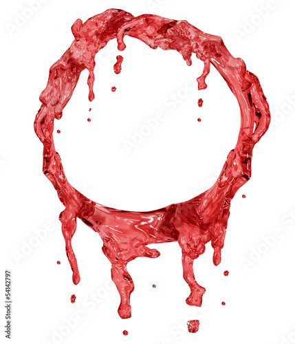 red liquid circle frame isolated on white