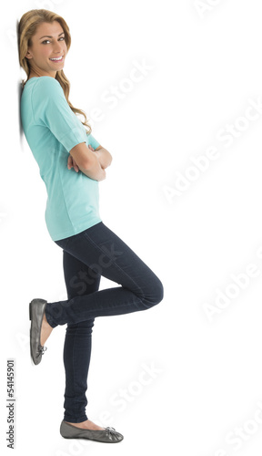 Side View Of Beautiful Woman With Arms Crossed