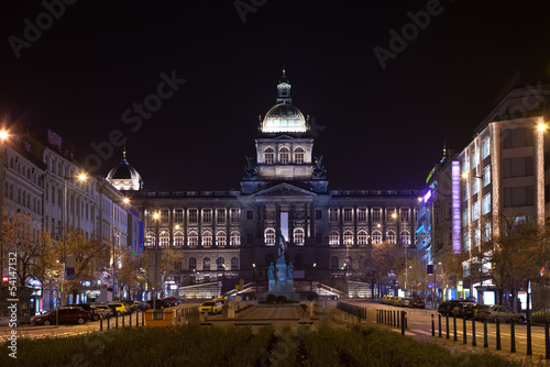 Upper part of Wenceslas Square at night photo