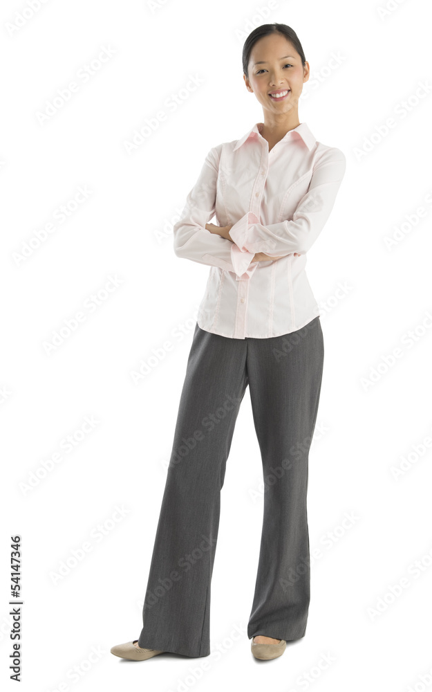 Confident Mid Adult Businesswoman Standing Arms Crossed Confident Mid Adult Businesswoman Standing Arms Crossed