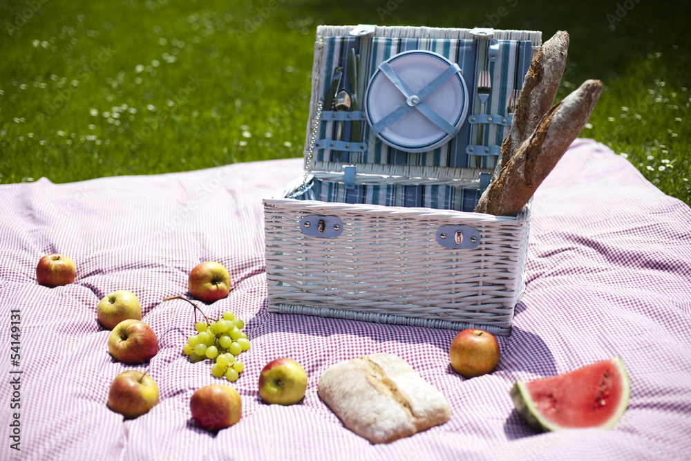 Picnic basket with fruit